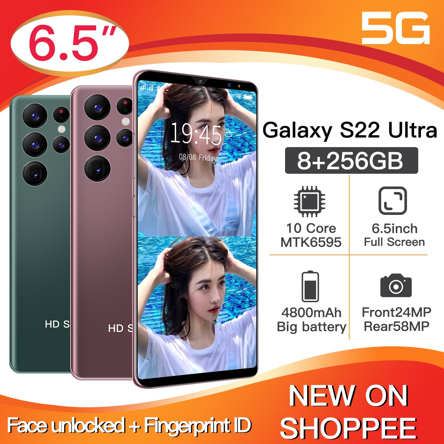 Low-priced original phone S22 ultra 6.5 inch high-definition pixel screen Android all-in-one video game wireless network